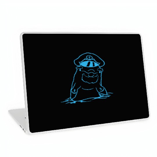Funny Old Dolphin Ship Captain Cute Cartoon Comic Laptop Skins