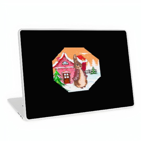 A rabbit walking on Christmas Day Laptop Skins