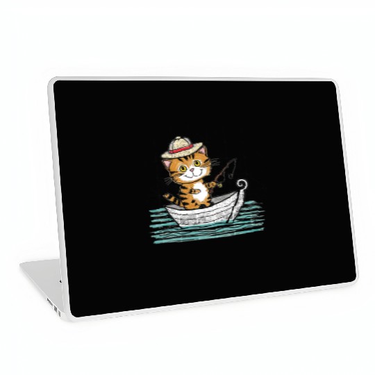 Fishing Feline Laptop Skins