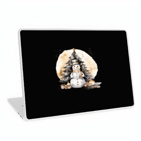Black Gold Snowman Laptop Skins
