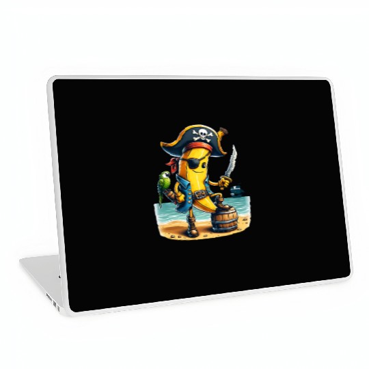 Pirate Banana Adventure Vibe on Tropical Beach Laptop Skins