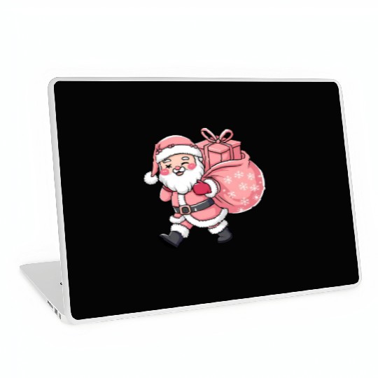 Pink Christmas Santa, Merry Christmas Laptop Skins