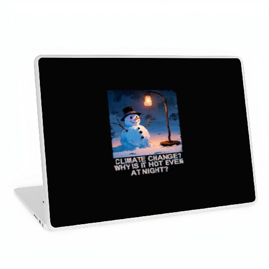 Frosty Snowman Under Street Lights Christmas Laptop Skins