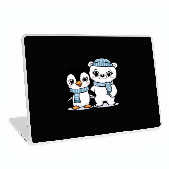 Happy Penguin and Polar Bear Best Friends Laptop Skins