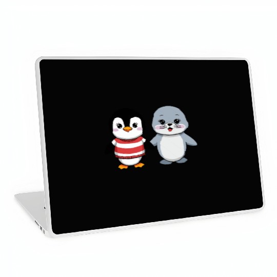 Penguin and Seal Friends Laptop Skins
