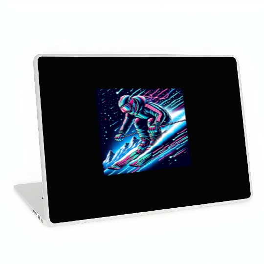 Neon Night Skiing Adventure Design Laptop Skins