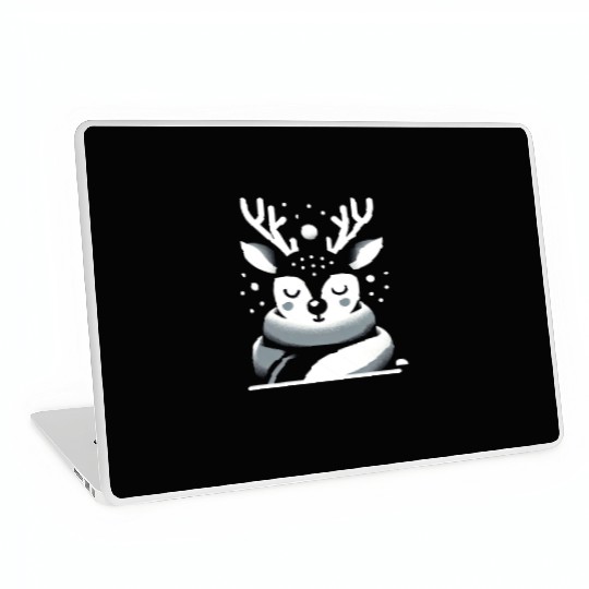 Winter Serenity Deer Illustration Laptop Skins