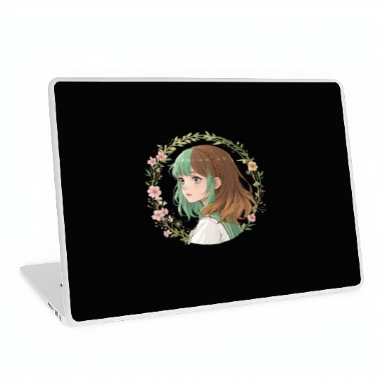 Anime Girl Floral Dream: Pretty Pastel Laptop Skins