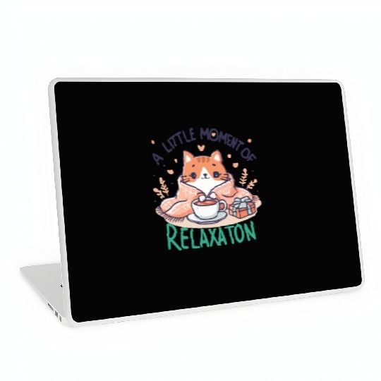 gift idea funny quote relaxation design kawaii cat Laptop Skins
