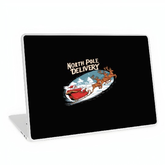 North Pole Delivery with Santa and Reindeer Laptop Skins