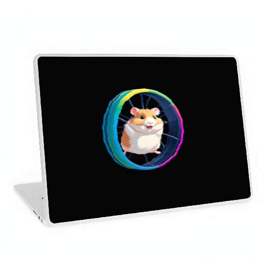 Happy Hamster on Exercise Wheel Laptop Skins
