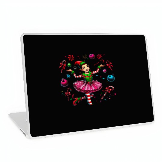 Juggling Elf: Tutu, Ornaments & Candy Cane Confet Laptop Skins