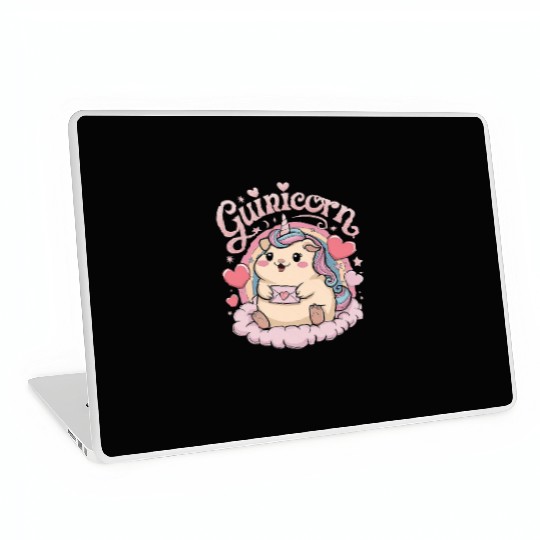 Adorable Guinea Pig Unicorn Fantasy Art with Heart Laptop Skins