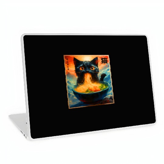 Cat Ramen Japanese Kawaii Cat Anime Funny Ramen Ca Laptop Skins