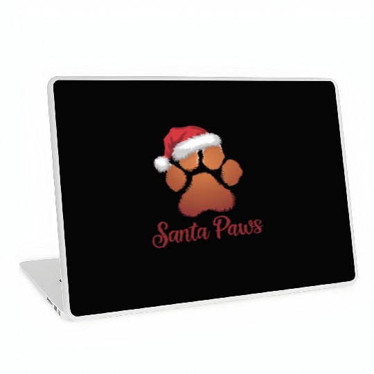 Santa Paws Christmas Laptop Skins, Cute Pet Lovers Holid