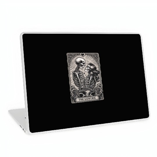Vintage Gothic Skeleton Couple Tarot Card Laptop Skins