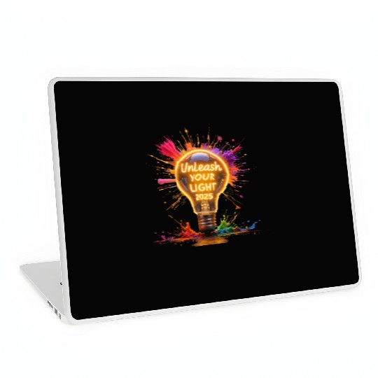 A large starburst glowing in neon light with 2025 Laptop Skins