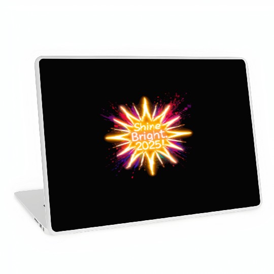 A large starburst glowing in neon light with 2025 Laptop Skins