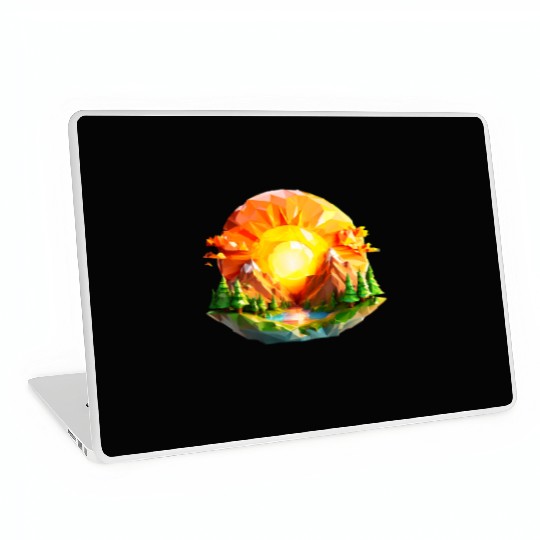 Vibrant Geometric Sunrise Landscape – Nature-Inspi Laptop Skins