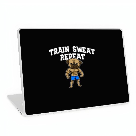 Train Sweat Repeat Funny Workout Humor Gym Sayings Laptop Skins