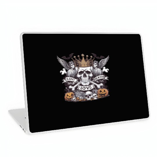 Gothic Tattooed Woman with Artwork and Roses Laptop Skins