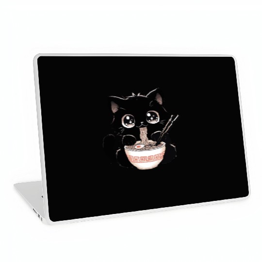 Cute Kawaii Cat eating Ramen Asian Food Gift Laptop Skins