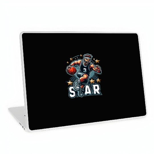 Basketball Star Dribbling Illustration Laptop Skins