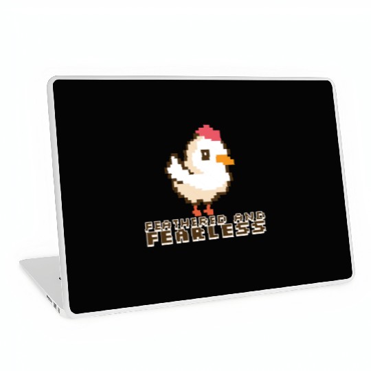 Feathered and Fearless: Bold 8-Bit Chicken Laptop Skins