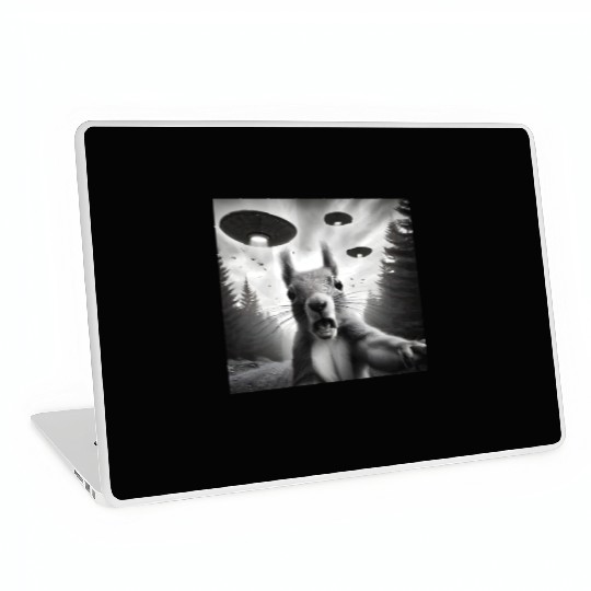 Squirrel Sci-Fi Funny Graphic Selfie with UFOs Wei Laptop Skins