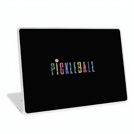 Pickleball Player Colored Bold Text Laptop Skins