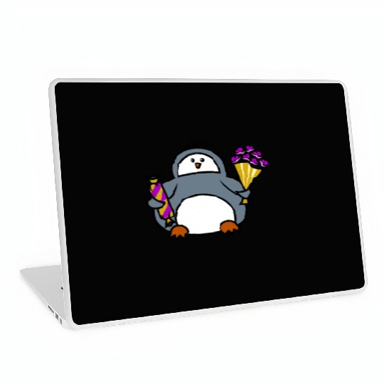 penguin with flowers and sweets Laptop Skins
