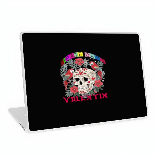 Skull Heart Valentines Day Pirate Flag for Women Laptop Skins