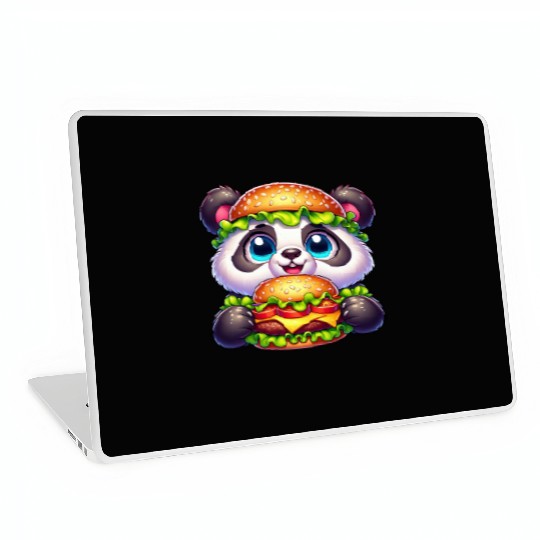 Quirky Panda Burger Funny Fast Food Design Laptop Skins