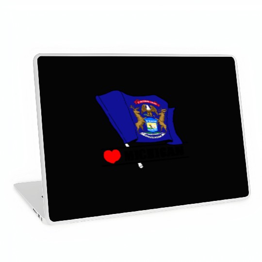 Michigan flag heart 'MICHIGAN' Laptop Skins