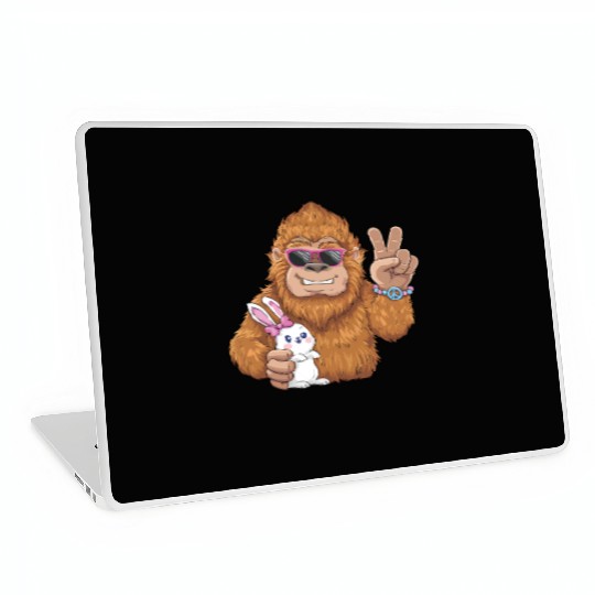 Bigfoot And Bunny Happy Easter Funny Laptop Skins