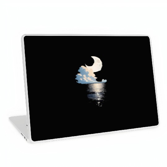Full Moon Over sea Laptop Skins