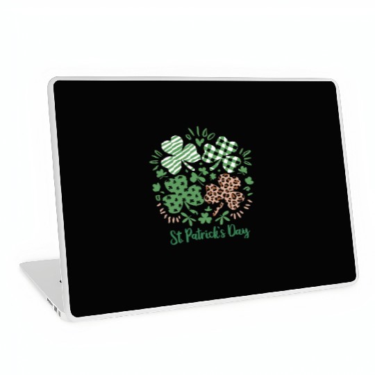 Plaid Leopard Print Shamrock St. Patrick's Day Laptop Skins