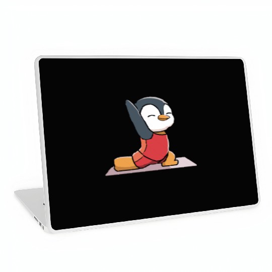 Cute Penguin Yoga Pose for Relaxation Fun Laptop Skins