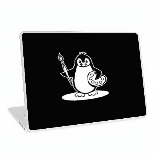 Creative Penguin Artist Holding Brush Laptop Skins