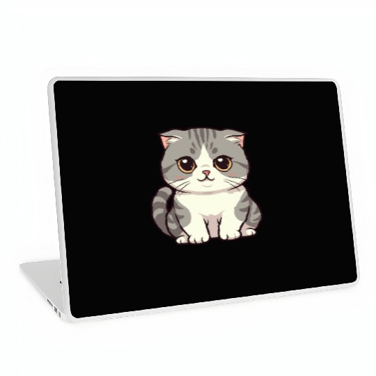 Cute Kawaii Cat Illustration Laptop Skins