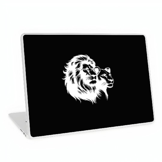 Elegant Lion Couple Portrait Style Laptop Skins
