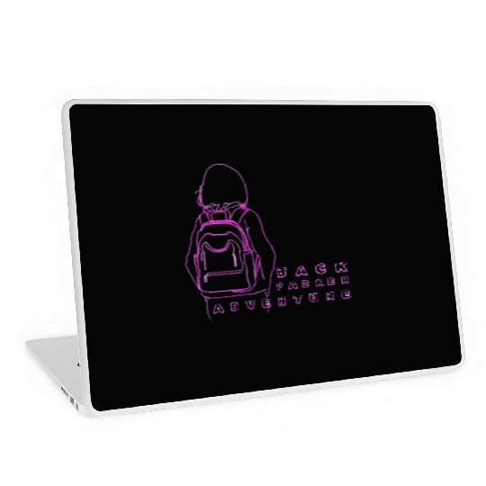 Neon Backpack Adventure Illustration Laptop Skins