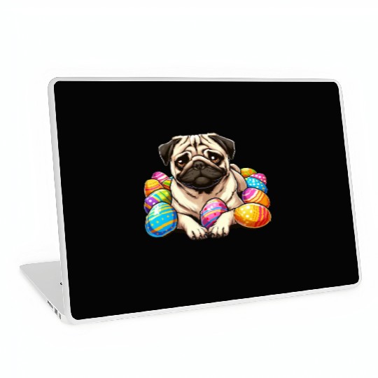 Cute Pug Easter Egg Cartoon Relax Chill Laptop Skins