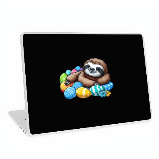 Cute Sloth Easter Egg Cartoon Chilling Laptop Skins