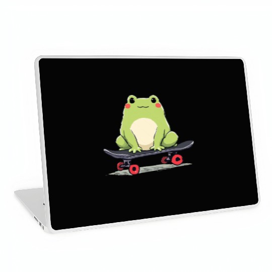 Skateboarding Frog Cute Froggy on a Skateboard Laptop Skins