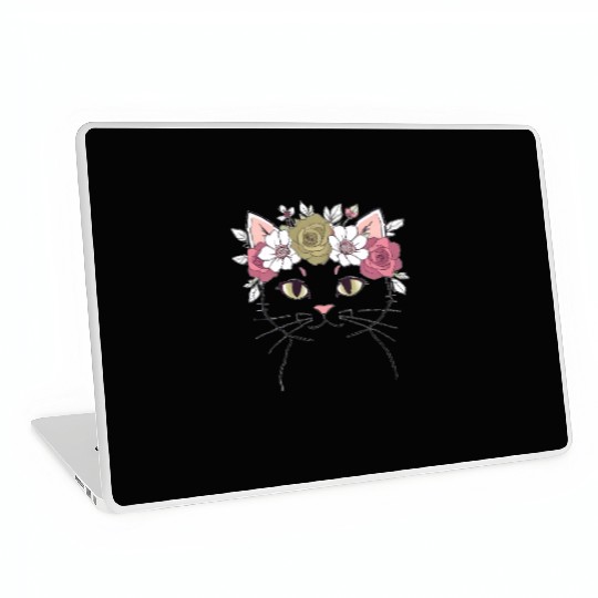 Royal Cat with a Rose Crown Laptop Skins