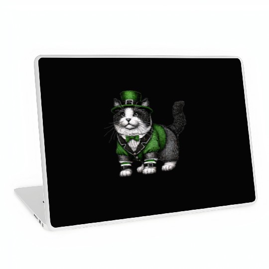 Lucky Cat in Green - St. Patrick’s Day Laptop Skins