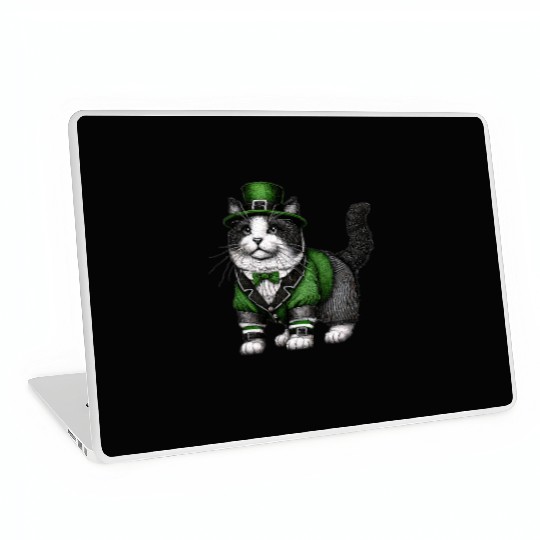 Lucky Cat in Green - St. Patrick’s Day Laptop Skins