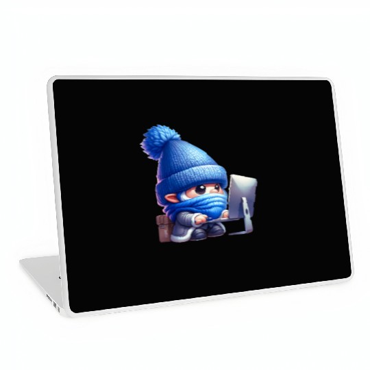 Hardworking Gnome at the Computer Laptop Skins