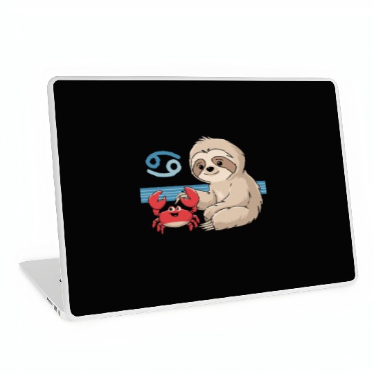 Cancer Zodiac Sloth with Adorable Crab Laptop Skins